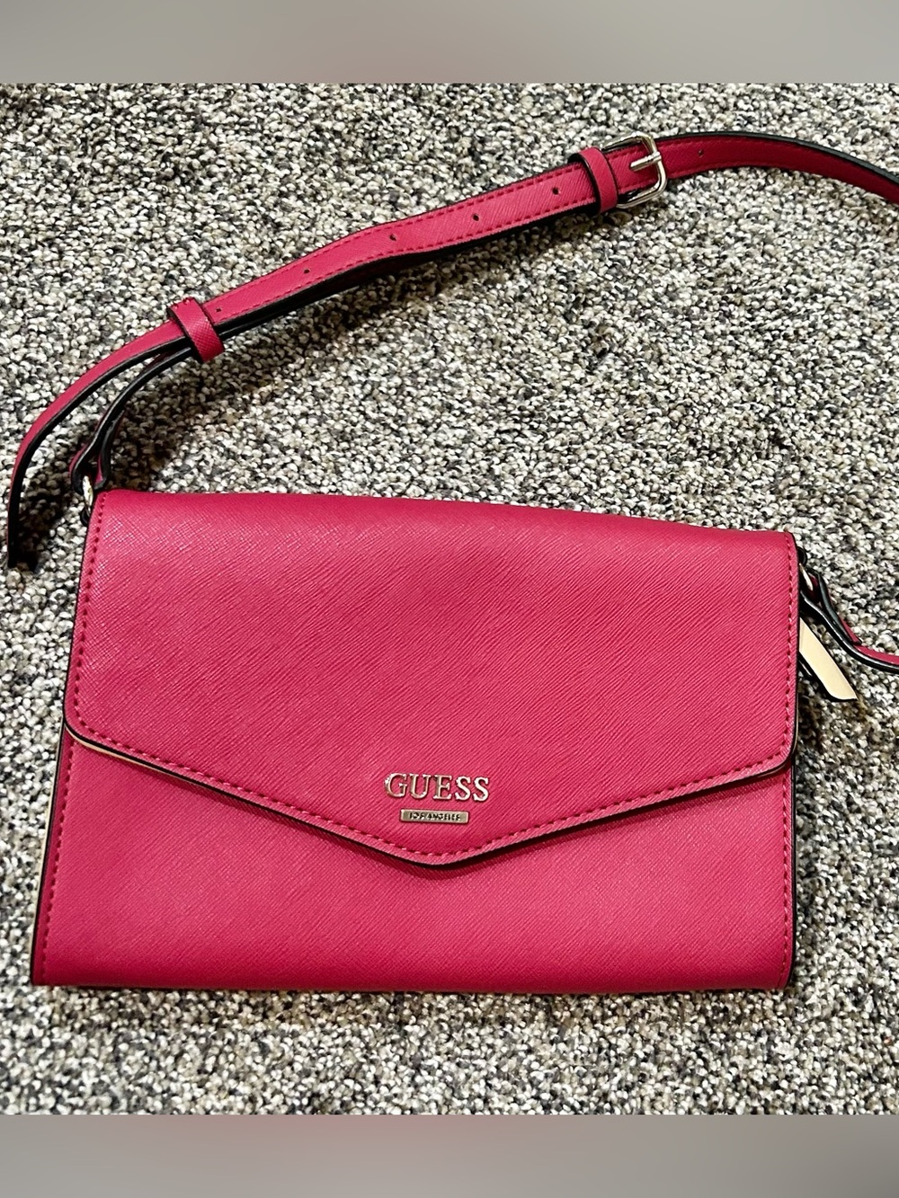 GUESS Hot Pink Saffiano Crossbody Envelope Bag